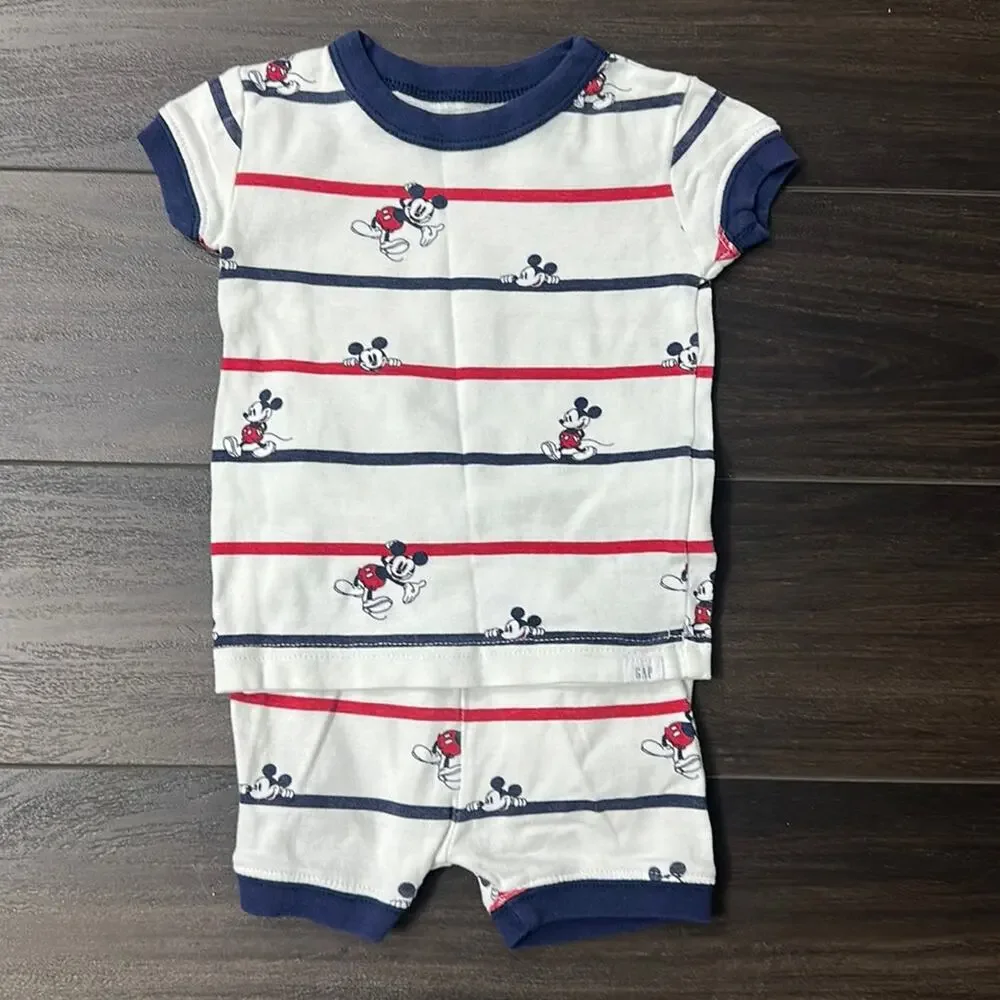 Gap + Disney Baby Mickey Mouse Pajama Set Pajamas Size 6-12M